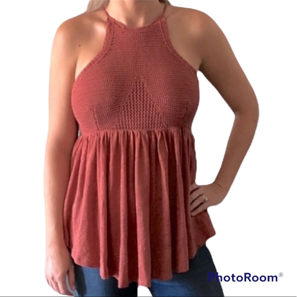 Like New Free People crochet Knit halter top